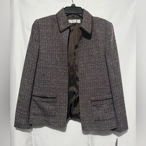 TAHARI ASL women’s Brown White Tweed Blazer Jacket Size 10